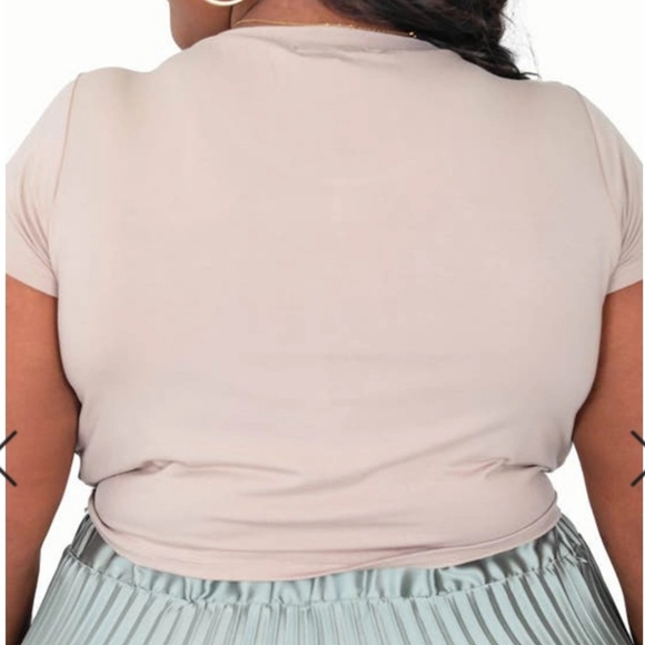KIN by Kristine Twist Front Crop Top in Taupe - Picture 2 of 10